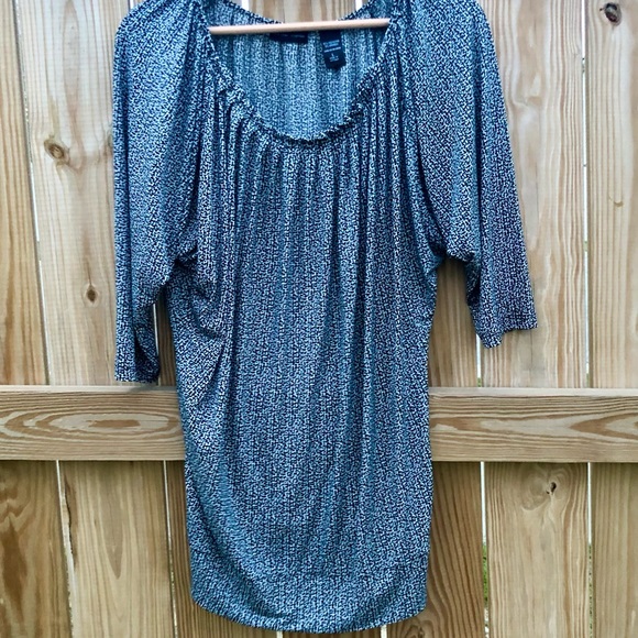 NY & CO Top Blouse black & white business casual comfy size Large Stretch - Picture 3 of 7